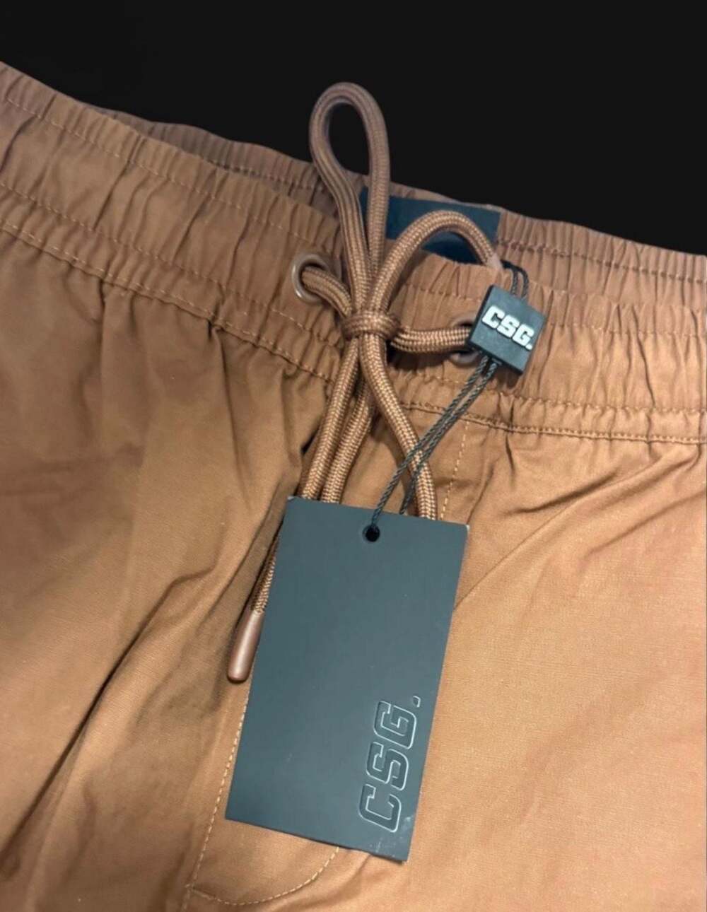 CSG Men's Brown Cargo Pants with Drawstring Waist - Picture 3 of 3
